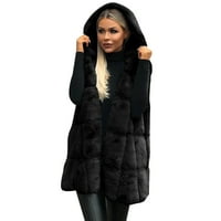 IOPQO zimski kaputi za žene Ženski kaput bez rukava sa kapuljačom bez rukava Plus veličina Topla dugačak