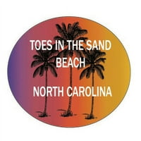 Prsti na pješčanoj plaži Sjeverna Karolina Suvenir Palm Drveće Surfanje Trendy Ovalna naljepnica za
