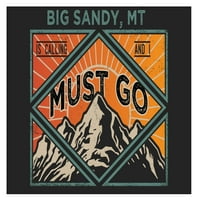 Big Sandy Montana 9x suvenir Drveni znak s okvirom mora ići na dizajn