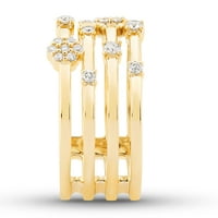 Fini nakit 14K žuto zlatni dijamantni slojeviti prsten za bend, veličina 7.5