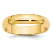 Čvrsta 14K žuta zlatna obična klasična kupola Vjenčana prstena veličine 9