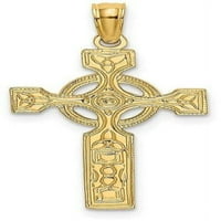 14k žuto zlato ugravirano Celtic Cross sa privjeskom za vječni krug