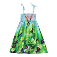 Djevojke se oblače Vestidos cvjetne boemske kaiševe midi haljina zelena 6y-7y