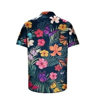 Amidoa Muške grafičke majice Ljetno casual cvjetni gumb za ispis dolje majica stilskih kratkih rukava