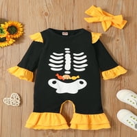 Jaweiwi Halloween Baby Girl Romper Outfit, novorođenčad okrugli vrat Dugim rukavima s rukavima bomboni