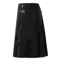 Wozhidaose Spring Haljina Maxi suknja Muški škotski stil Pleaid kontrastni džep natkriveni suknje Muške