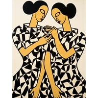 Žene u geometrijskom uzorku Haljine Matisse Style Crne bež sestre Geometric Unfamed Wall Art Print Poster