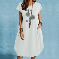 Zodggu Cleariance Midi haljine za žene Ljeto trendovi modne dame plus veličina haljina kratki rukav