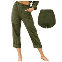 Ženske pantalone Natrag hlače elastične struke posteljine hlače casual pantalone sa džepom AG XL