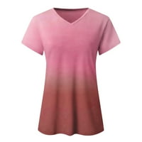 Žene ljetne vrhove Gradijent V-izrez Slobodne majice s kratkim rukavima Tops obične majice za žene