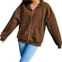 Dabuliu Zip up hoodie ženske modne prevelike dukseve Y2K Streetwear labav fit dukserica slatka jakna