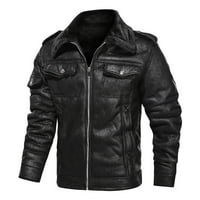 Leey-World Muška jakna Muška kapuljača jakna Zip-džepovi topla zimska jakna taktička jakna crna, m