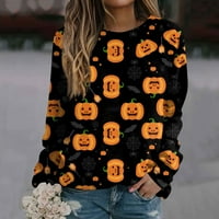 Yubatuo Halloween dukseri za žene s dugim rukavima Crewneck Loose FIT kostime crni m