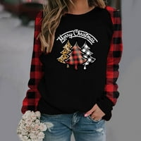 TKLpehg Falls za žene Duks božićni uzorak Ispisano labavo pulover majice Grafički tee casual crewneck