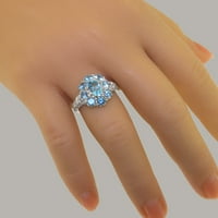 Britanci napravio je 9k bijelo zlato prirodno plavo topaz ženski promicanje prstena - Opcije veličine