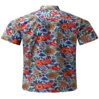 Sanviglor Muške ljetne košulje rever izrez majica kratki rukav na vrhu havajska tee dnevna haljina bluza