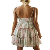 Avamo Žene Ljeto UP UP CREW izrez kratke mini haljine cvjetno print Ruched sandress tunika plaža haljina