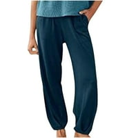 CLlios ženske plus veličine Capris hlače Ljeto elastično struk pant s džepovima opušteno fit casual