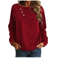 Košulje s dugim rukavima za žene Solid Color Labava posada Crta Osnovna majica Elegantni trgovački vrhovi
