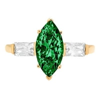 2.0ct Marquise Cut zeleni simulirani smaragd 14K žuti zlatni godišnjica Angažmane kamene prstene veličine