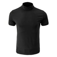 Muška čišćenje muškaraca kratki rukav casual moda visoka ovratnik bazirana majica T majica bluza crna