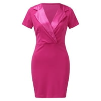 Lroplie vruća ružičasta haljina za žene večernji elegantni V izrez Print Business Short rukava Duks