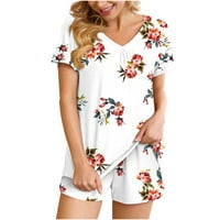 Žene ljetne pidžame Ležerne prilike Soft V izrez kratki rukav i kratke hlače sa visokim strukom Lounge