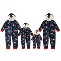 Božićna porodica koja odgovara Hoodie Pajamas Reindeer Romper s dugim rukavima Jedan kombinezon sa patentnim
