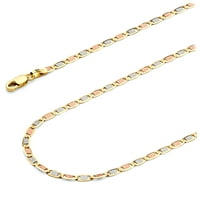 Welingsile 14k Tri Color Gold Polirano ogrlica od lanaca Valentino - 24