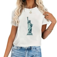 Ženska majica Kip Liberty Womens Retro Grafički grafički tee savršen poklon za zabave i rođendane bijeli