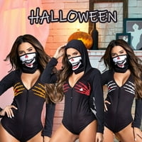 Handeo Halloween Bodysuit dugih rukava Duboci dubokih vrata Slim Fit Contrast Colore Uloga Reproduciraj
