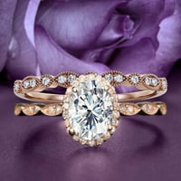 Art Deco 2. Carat ovalni rez Diamond Moissanite Classic Angažman prsten u halo vjenčani prsten u 10K