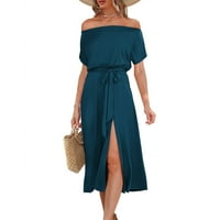 EFSTEB Ljetne haljine za žene plus veličine klirence kratki rukav dreševi od pune boje Trendy Vintage