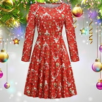 Ženske haljine žene božićno drvce haljina modna casual dugih rukava tanka fonska haljina ženske modne