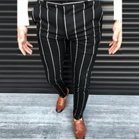 Pergeraug Muške dukseve Business Slim Fit Striped Print Courgo pantalone za muškarce Crna L