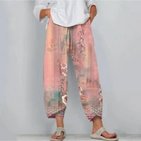 Youmao široke pantalone za žene za žene Ženske mramorne uzorak tiskane hlače visoke struk široke noge