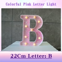 Realhomelove LED lampica, lampica, ružičasta slova Glitter abeceda Broj slova potpisuju bateriju za