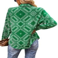Bomotoo žene elegantne tucijske košulje bager-labave majice Poslovni lagani rever vrat na vrhu zelenog