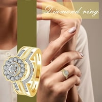 Prstenovi za žene kreativni oblik cvijeta dame umetnuli valoviti krug cirkona