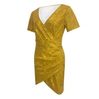 Ženski kratki rukav s V-izrezom Sparily Sequin Slim Elegantna zabava Haljina ljetna haljina ljetna haljina