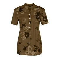 Bluze za žene plus veličine za čišćenje ljetnih vrhova za žene kratki rukav splitske majice Cvijet Print
