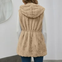 Wendenide kaputi za žene Ženske -fur -Fur 'prsluk s kapuljačom bez rukava bez rukava, toplijski jakni