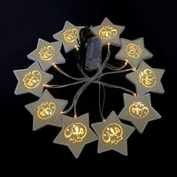 Sardfxul Ramadan akrilni lagani niz Eid Mubarak Stars Stars Oblik LED svjetiljka Kućna zabava Ukrasni