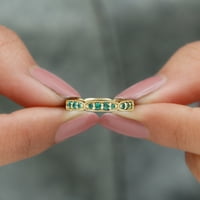 CT okrugli rez smaragd puni vječni prsten u površinskoj pronglici, smaragdni zlatni milgrain prsten