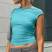 Ženska tank košulja Jednostavna okrugla vrata Slim Fit bluza Ljetna košulja od pune boje vrhovi bez