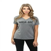 Tenk navoja Wasa-Bae ženski opušteni V-izrez majica Tee Heather Siva mala