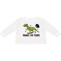 Inktastična četvrta rođendanska zabava Dinosaur godina Old Gift Toddler Boy Girl majica s dugim rukavima