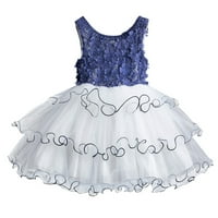 Tking modna dječja dječja dječja djevojaka cvjetna ruched tulle patchwork princeze haljine odjeća plava