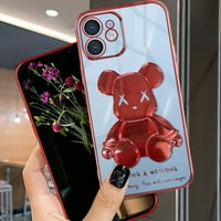 Cool Bear ShockOtroot Clear Cuse Cover Cover 3D Bear Luxury za iPhone Pro - Crveni