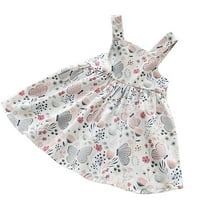Fattazi Toddler Kids Girls Batherfly Print haljina bez rukava cvjetna haljina od plaže i šešir